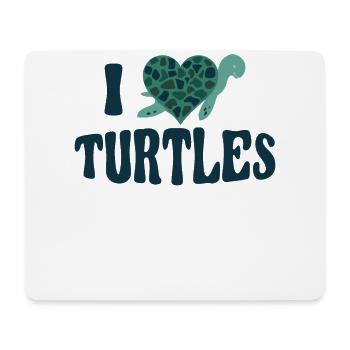 Sea Turtle Tortoise Heart I Love - Mouse Pad (horizontal) - white - Front