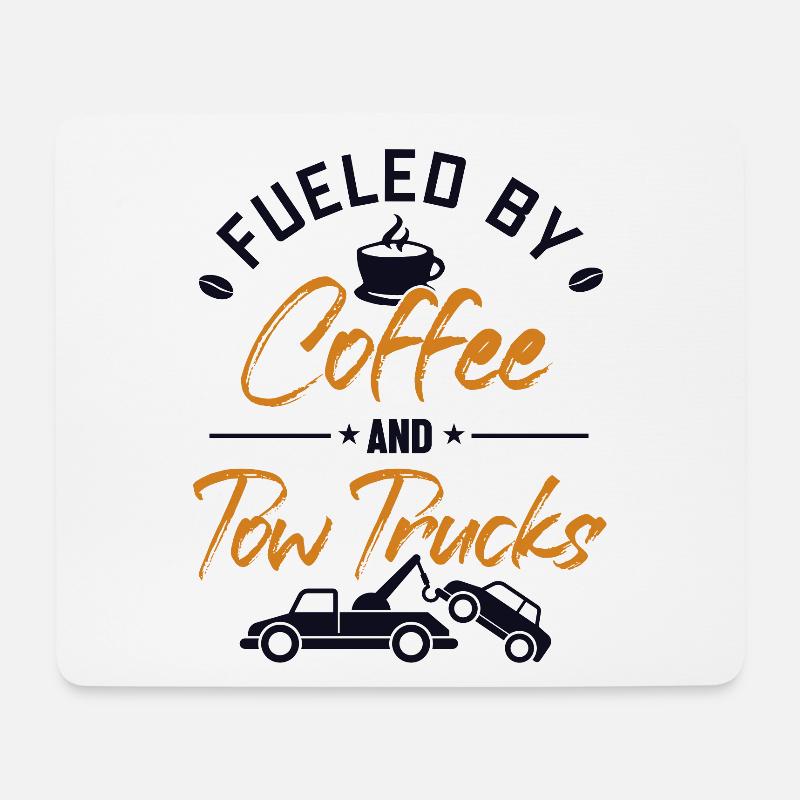 Fueled by Coffee and Tow Trucks Abschlepper - Mousepad (Querformat) - Weiß