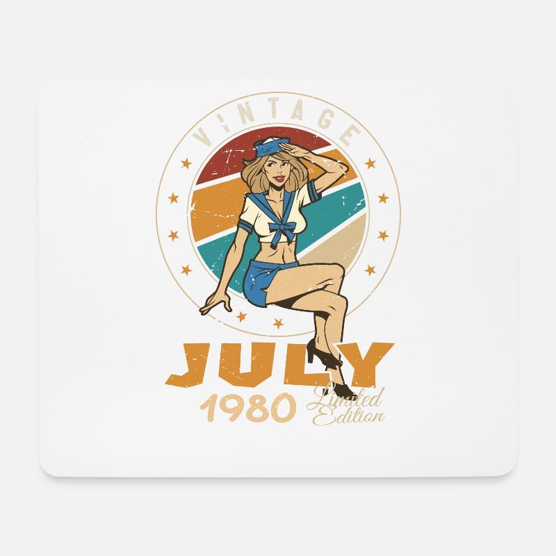 Juli 1980 Juli Geburtstagsgeschenk Juli 1980 - Mousepad (Querformat) - Weiß
