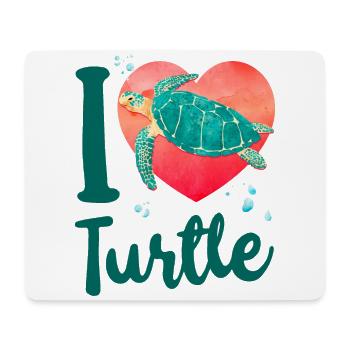 Sea Turtle Tortoise Heart I Love - Mouse Pad (horizontal) - white - Front