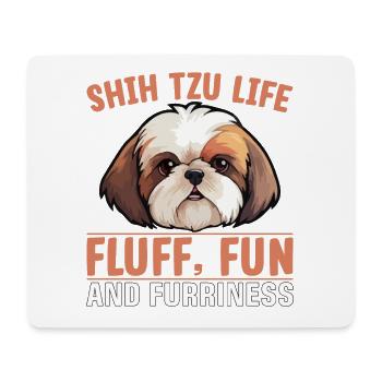Shih Tzu Life Fluff Fun and Furriness - Mousepad (Querformat) - Weiß - Vorne