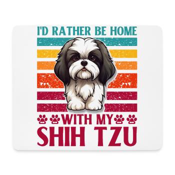 Je préfère être à la maison avec mon Shih Tzu - Tapis de souris (format paysage) - blanc - Devant