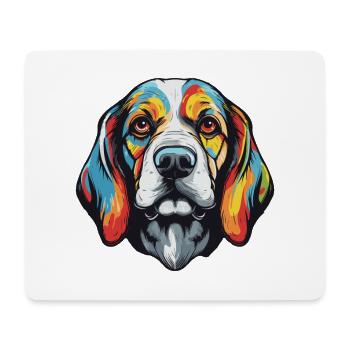 Beagle Hund Portrait - Mousepad (Querformat) - Weiß - Vorne