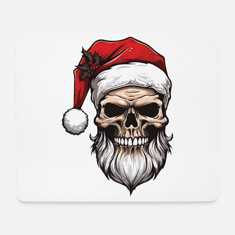 Noël Crâne de Père Noël - Tapis de souris (format paysage) - blanc
