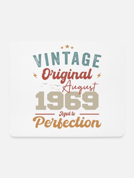 August 1969 Vintage Jahrgang Geburtstag Retro - Mousepad (Querformat) - Weiß