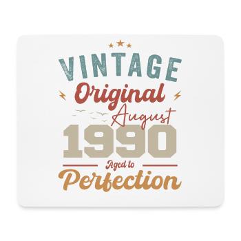August 1990 Vintage Jahrgang Geburtstag Retro - Mousepad (Querformat) - Weiß - Vorne