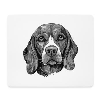 Beagle Hund Portrait - Mousepad (Querformat) - Weiß - Vorne