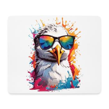 Möwe Sonnenbrille Sommer Urlaub bunt - Mousepad (Querformat) - Weiß - Vorne