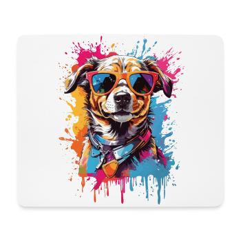 Cooler Hund mit Sonnenbrille Graffiti Look bunt - Mousepad (Querformat) - Weiß - Vorne