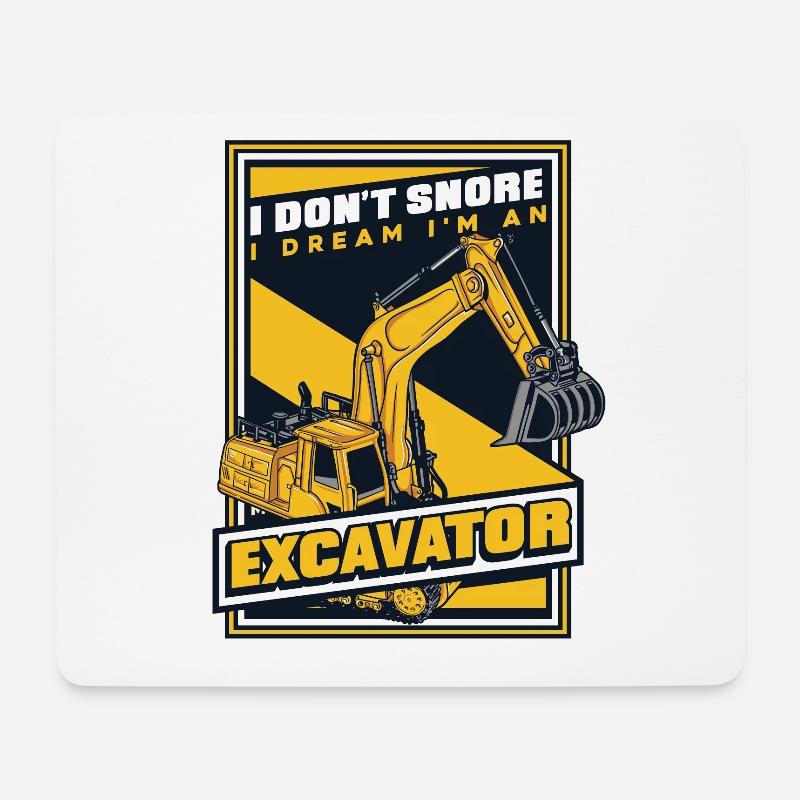 I Dream I'm An Excavator Excavator Seilbagger - Mousepad (Querformat) - Weiß