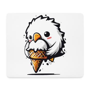 Cute Seagull Steals Ice Cream Thief Thief - Mouse Pad (horizontal) - white - Front
