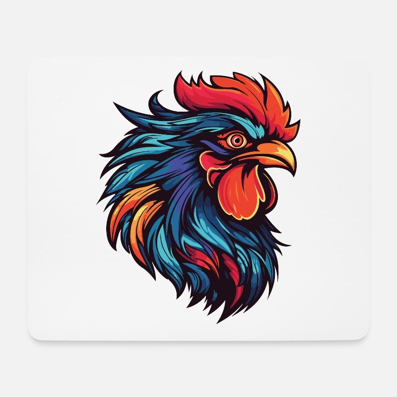 Hahn Portrait - Mousepad (Querformat) - Weiß
