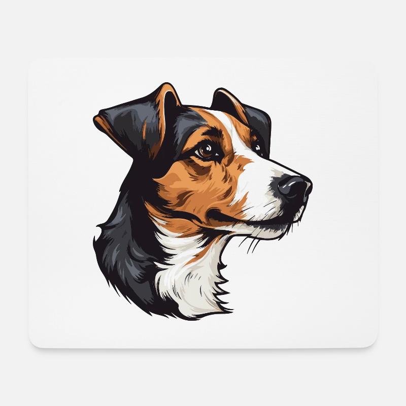 Jack Russel Terrier Hund Kopf - Mousepad (Querformat) - Weiß
