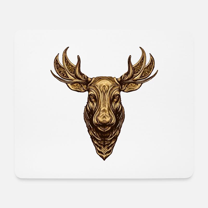 Elch Kopf Tier - Mousepad (Querformat) - Weiß