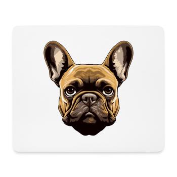 Tête de chien bouledogue français - Tapis de souris (format paysage) - blanc - Devant