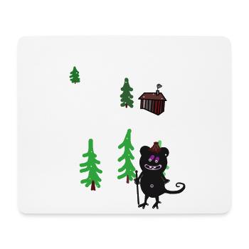 Winter Mountain Forest Troll Hiking Winter Cottage - Mouse Pad (horizontal) - white - Front