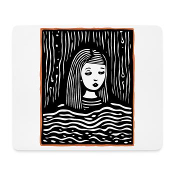 La fille dans la gravure sur bois Je procrastine - Tapis de souris (format paysage) - blanc - Devant