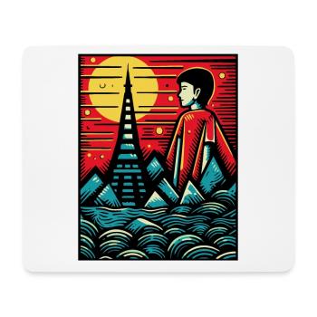 Holzschnitt Kunst, Der japanische Junge aus Tokyo - Mousepad (Querformat) - Weiß - Vorne