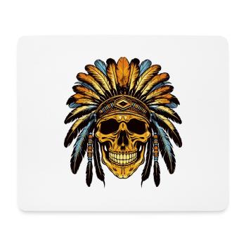 Chef Crâne Apache Indien - Tapis de souris (format paysage) - blanc - Devant