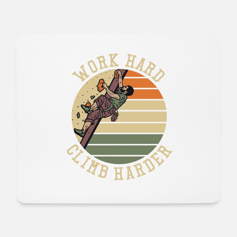 Work Hard Climb Harder Bouldern Sportklettern - Mousepad (Querformat) - Weiß