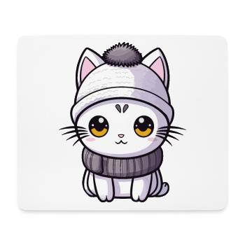 Cat Winter Comic - Mouse Pad (horizontal) - white - Front