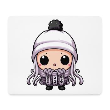 Octopus Bande dessinée de poulpe d’hiver - Tapis de souris (format paysage) - blanc - Devant