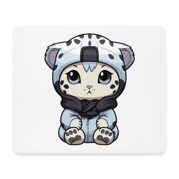 Schneeleopard Winter leopard Comic - Mousepad (Querformat) - Weiß - Vorne