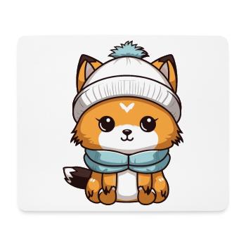 Fuchs Winter Comic - Mousepad (Querformat) - Weiß - Vorne