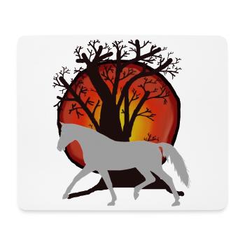 Pferd Pferde Wildpferd Natur Wildnis Sonne Ross - Mousepad (Querformat) - Weiß - Vorne