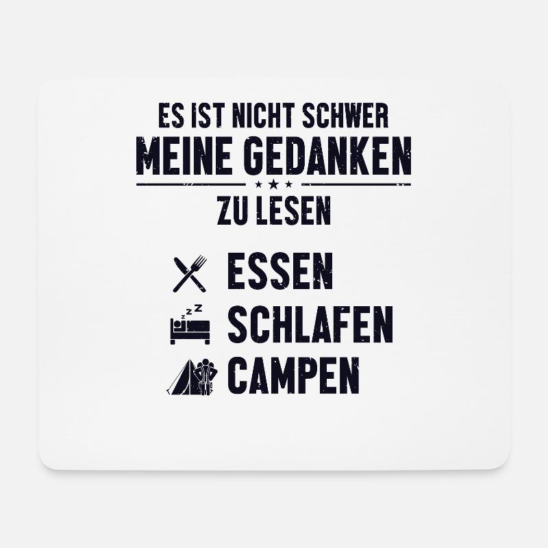 Essen Schlafen Camping Campingplatz Zelten - Mousepad (Querformat) - Weiß