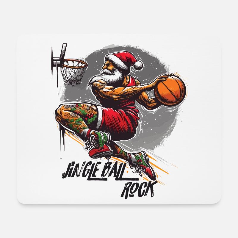 Santa Claus Slam Dunk Basketball Jingle Ball Rock - Mousepad (Querformat) - Weiß