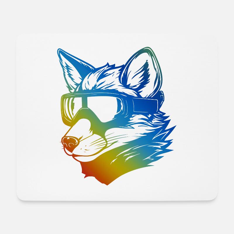 Fuchs Snowboard Ski Brille Bunt - Mousepad (Querformat) - Weiß