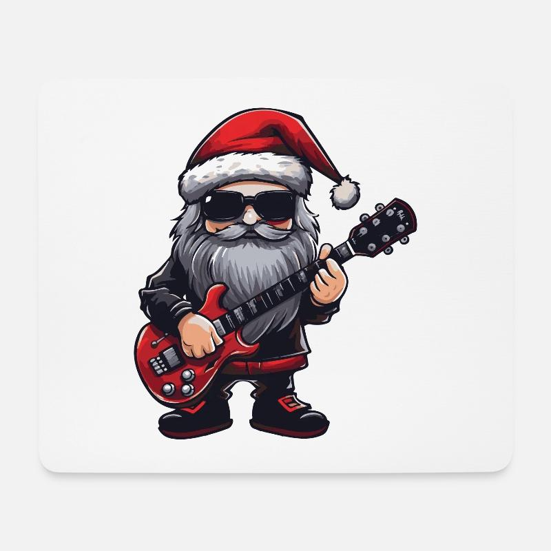 Weihnachtsmann Gitarre Santa Musiker Konzert - Mousepad (Querformat) - Weiß