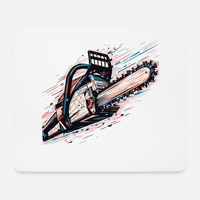 Vektor Polygon Kettensäge - Mousepad (Querformat) - Weiß