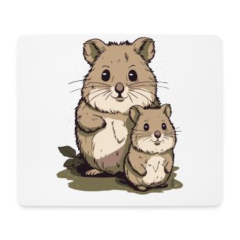 Chinchilla Rodent Mother and Child - Mouse Pad (horizontal) - white - Front