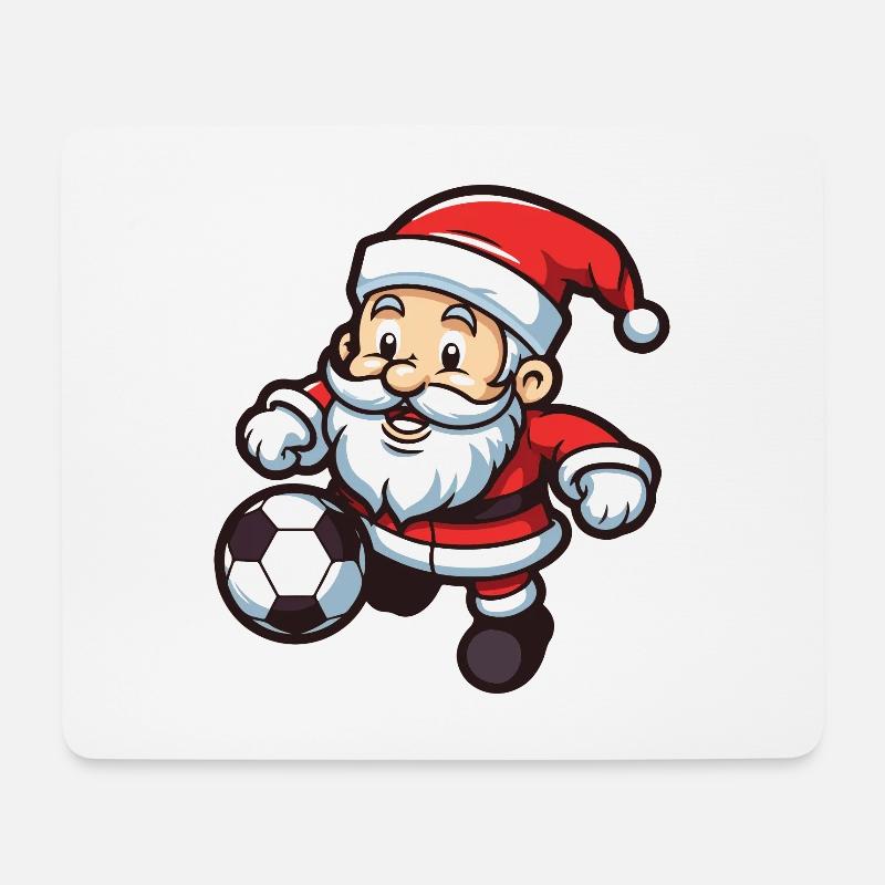 Weihnachtsmann Fussball Comic Weihnachten - Mousepad (Querformat) - Weiß
