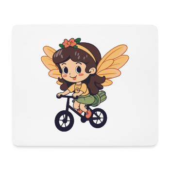 Fée Mignon Vélo Bande Dessinée - Tapis de souris (format paysage) - blanc - Devant