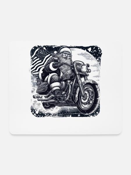 Motorbike Santa Clause Amerika Vollmond Kunst - Mousepad (Querformat) - Weiß