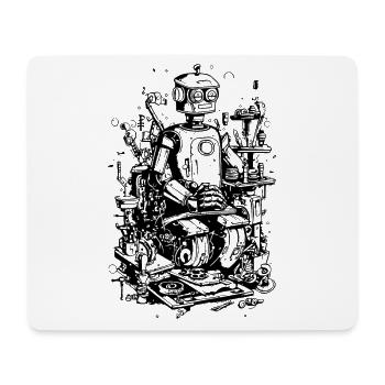Scrap Garbage Workshop Garages Robot - Mouse Pad (horizontal) - white - Front