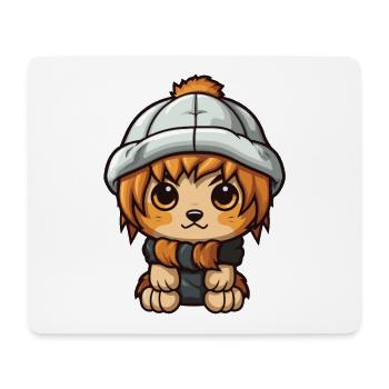 Lion Winter Animal Cute Comic - Mouse Pad (horizontal) - white - Front