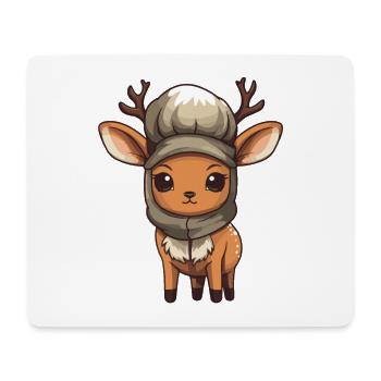 Reh Geweih Winter Tier Niedlich Comic - Mousepad (Querformat) - Weiß - Vorne