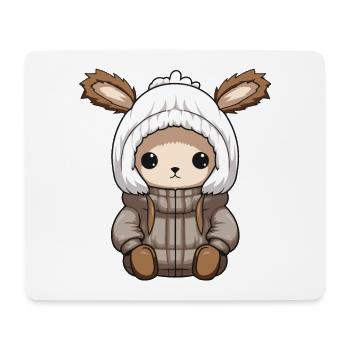 Bunny Winter Animal Cute Comic - Mouse Pad (horizontal) - white - Front