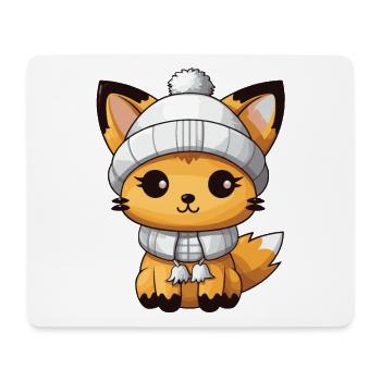 Fuchs Winter Tier Niedlich Comic - Mousepad (Querformat) - Weiß - Vorne