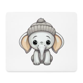 Elephant Winter Animal Cute Comic - Mouse Pad (horizontal) - white - Front