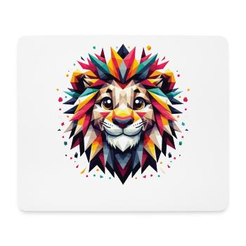 Colorful Lion Head Lion Polygon Geometric - Mouse Pad (horizontal) - white - Front
