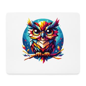 Polygon Eule geometrisch - Mousepad (Querformat) - Weiß - Vorne
