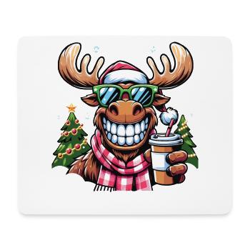 Elch Rentier Weihnachten Coffee To Go - Mousepad (Querformat) - Weiß - Vorne
