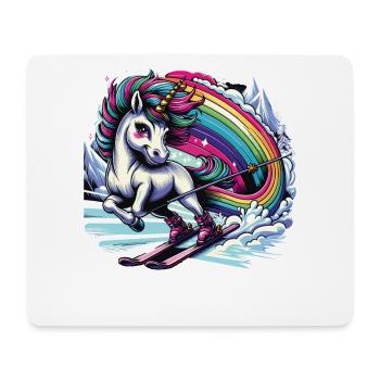 Ski Einhorn Ski Unicorn Arc-en-ciel Winter Magic - Tapis de souris (format paysage) - blanc - Devant