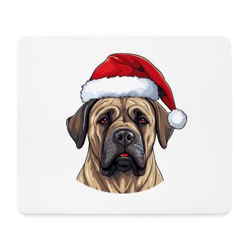 Portrait de Noël tête de chien Boerboel - Tapis de souris (format paysage) - blanc - Devant