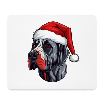 Great Dane Dog Head Christmas Portrait - Mouse Pad (horizontal) - white - Front